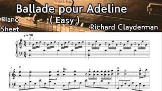 Ballade pour Adeline Easy Piano Sheet Music  Richard Clayderman by SangHeart Play [upl. by Annayoj528]