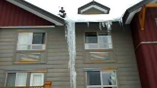 Pemberton Valley Lodge  Giant Icicle Removal  Pemberton BC [upl. by Savage]