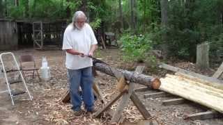 How to use a Drawknife to Debark a pine log [upl. by Atoked]