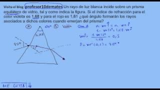 Prisma dispersión de la luz ejercicios resueltos parte 1 [upl. by Katha]