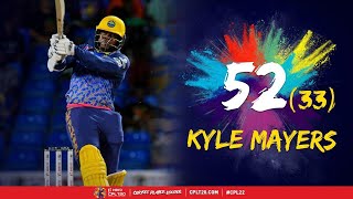 Kyle Mayers SMASHES 52 from 33 balls Trinbago Knight Riders  CPL 2022 [upl. by Lorre]