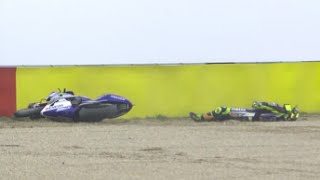 valentino rossi crash in motogp aragon 28 september 2014 [upl. by Nivrem]