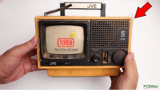 Restoration of a Portable Antique Japanese TV from 1968  Restore Antique TV [upl. by Lyckman637]