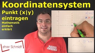 Koordinatensystem  Punkt xy eintragen  Mathematik  ganz einfach erklärt  Lehrerschmidt [upl. by Aleedis206]