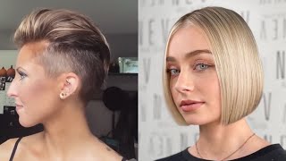 Cheveux courts pour femmes 2021  coiffure à la mode 😍  coupe au carré  bob haircut [upl. by Maloy]