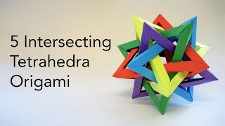 Origami 5 Intersecting Tetrahedra Tetrahedron Tutorial Designed by Thomas Hull ASMR Paper Folding [upl. by Jakob]