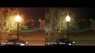 Fujifilm XT30 VS Sony a6300 Kit Lens Low Light Night ISO  4k Video Comparison [upl. by Kari256]