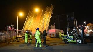 Lowestoft Bascule Bridge opens up lifting mechanisms for repair [upl. by Akelam]