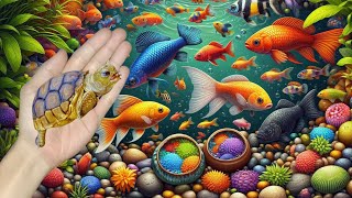 catching fish colorful fish goldfish koi fish betta fish turtles crabs catfish [upl. by Monica643]