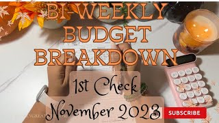 BiWeekly Budget Breakdown  1st Check November  Zero Based Budget  Cash Stuffing Envelopes [upl. by Mackie]