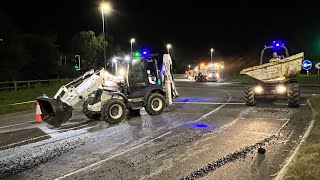 Resurfacing WorksA417 Barnett Way Roundabout CampG GloucesterNight 1 [upl. by Sellma]