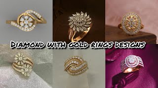 Diamond Ring ke Design 2024  Diamond with Gold Rings ke Latest Collection 2024 [upl. by Aicilra]