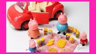 Peppa Pig Svenska Greta Gris Bil  Greta Gris Familjen har picknick med pizza och hamburgare [upl. by Aihsi669]