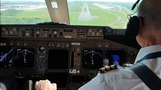 Cockpit view 747 land at liege airport BELGIUM  Full approach [upl. by Houghton]