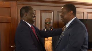 SEE HOW RAILA ARRIVED AT PRIME CS MUDAVADI OFFICE TO BE BRIEFED ON RUTOS POSITION ON AU CHAIR [upl. by Iddet928]