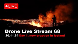 LIVE 201124 New volcano eruption in Iceland drone live stream [upl. by Gnad]