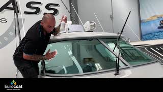 Treating a boat windshield with Eurocoat glass protection [upl. by Ahsekram]