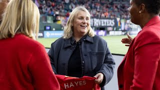 Head Coach of USWNT Emma Hayes stops by Providence Park [upl. by Ahsima]