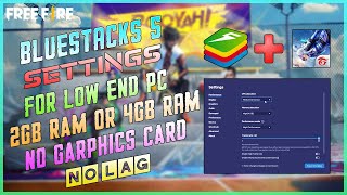 How To Fix Lag In Free Fire Bluestacks 5  Bluestacks 5 Settings For 2GB OR 4GB Ram  No Lag 2021 [upl. by Hirschfeld]