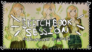 Chill Sketchbook Session  Creating character outfits with watercolour markers [upl. by Ardnuasak]