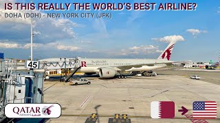 REVIEW  Qatar Airways  Doha DOH  New York City JFK  Boeing 777300ER  Economy [upl. by Jodoin]