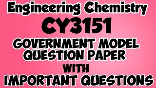 CY3151Engineering Chemistry Important Questions1st semesterChemistryUnit wise important question [upl. by Eada244]