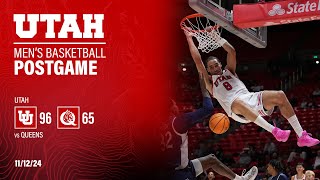 Utah Basketball defeats Queens 9665  Postgame Press Conference [upl. by Ecnarwal]