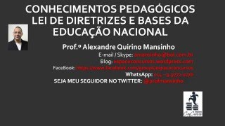 CONHECIMENTOS PEDAGÓGICOS  LEGISLAÇÃO LDB2016  AULA 15 [upl. by Tandie]