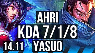 AHRI vs YASUO MID  718 800 games  EUW Master  1411 [upl. by Korney283]