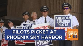 American Airlines pilots picket at Phoenix Sky Harbor [upl. by Lyrem]