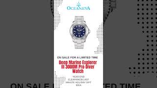 Oceaneva Mens Deep Marine Explorer III 3000M Pro Diver Watch Navy Mother Of Pearl Dial [upl. by Osterhus987]