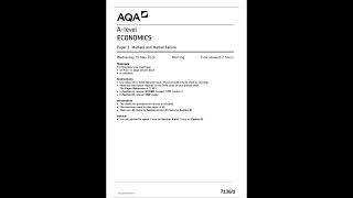 AQA A Level Economics Paper 1 2024 Markets and Market Failure [upl. by Rubetta]