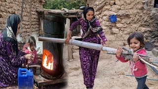 From the cold of winter to the warmth of the house installation of a heater by a nomadic woman [upl. by Vaientina701]