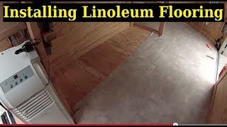 Installing linoleum flooring  6x10 Enclosed Trailer Conversion Project [upl. by Evot852]