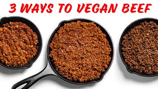 Cheap amp Easy Vegan Ground Beef  3 Recipes for Beginners [upl. by Ydnak]