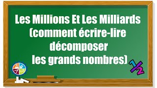 Les Millions Et Les Milliards comment écrirelire décomposer les grands nombres [upl. by Arette]