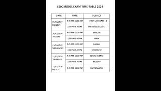 SSLC MODEL EXAM TIME TABLE 2024 [upl. by Reseta]