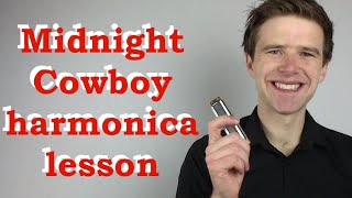 Midnight Cowboy harmonica lesson Toots Thielemans How to play movie theme on C harmonica [upl. by Britni]