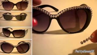 DIY Rhinestone Sunglasses  Occhiali con strass [upl. by Ennoid]