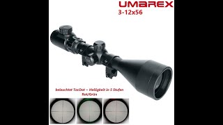 Zielfernrohr UMAREX 312x56 DCCI TacDot beleuchtet RotGrün Rifle scope [upl. by Sherr645]