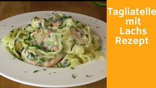 Tagliatelle mit Lachs und Spinat  Tagliatelle mit Lachs Rezept  Nudeln mit Lachs Sahnesoße [upl. by Kordula]