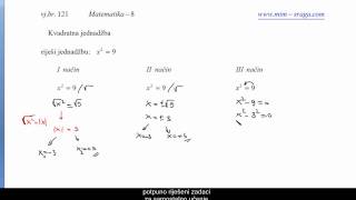 Matematika 8  kvadratna jednadžba  kako je rješiti  ponuđena tri načina zbirka [upl. by Acissej]