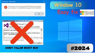 Fix MSVCP140dll Missing or Not Found In Windows 111087  2024 Updated Microsoft approved [upl. by Azelea]