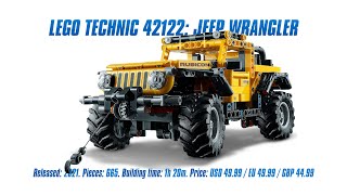 LEGO Technic 42122 Jeep Wrangler Indepth Review Speed Build amp Parts List [upl. by Gael]