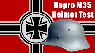 Helmet Ballistic Test WW2 German REPRO M35 Stahlhelm [upl. by Idonna]