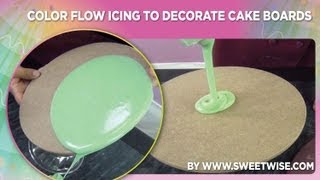 Color Flow Icing to Decorate Cake Boards by wwwSweetWisecom [upl. by Ivad]