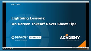 OnScreen Takeoff Cover Sheet Tips [upl. by Ayhtak146]