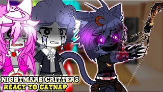 Nightmare Critters react to Catnap Boss fight  My AU   Gacha react [upl. by Noterb]