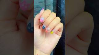 Simple Multicolour Nail Art ashortaday catnails nailart [upl. by Ellimac483]