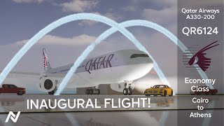 ROBLOX  Qatar Airways Dual A330200 Inaugural Flight  Economy Class  Cairo  Athens [upl. by Dorelle638]